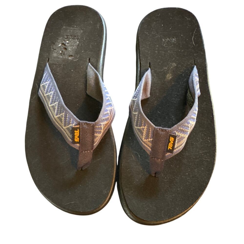 Teva Mush II Flip Flops‎ Size 8 Blue Geometric Straps Comfortable Gorpcore